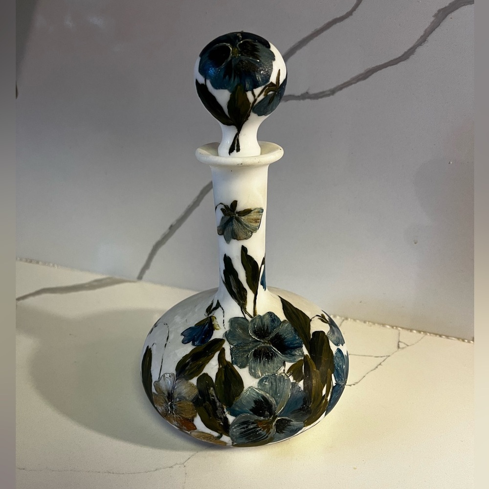 Hand Painted Satin Vase with Stopper